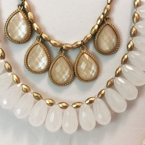 Dual strand gold and champagne statement necklace